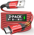JSAUX USB C Cable [2-Pack 3.3ft], USB A to USB C for iPhone, Samsung, Red by JSAUX
