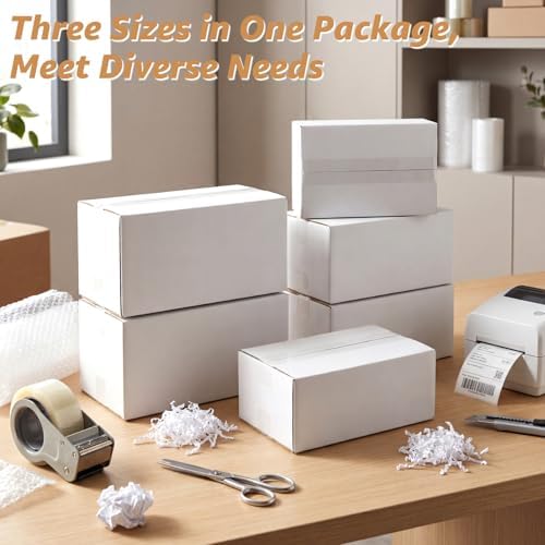 EXYGLO 30 Pack 9x6x4, 10x7x5, 11x6x6 Assorted Sizes Shipping Boxes for Small Business, Each Size 10 Pack, White Corrugated Cardboard Small Box for Packaging, Moving, Mailing, and Storing - Image 6