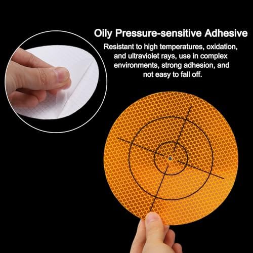 HARFINGTON 3pcs Survey Reflector Sheets 150mm x 150mm Self-Adhesive Surveying Target Mark Sticker Total Station Round Reflective Sheet Tape for Ship Inspection Tunnel Measure, Yellow - Image 4