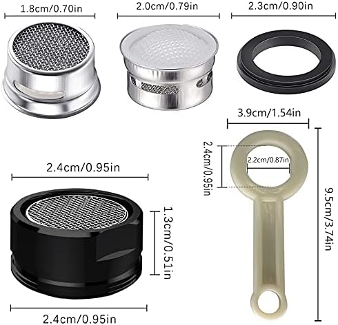 4PCS 2.2 GPM Faucet Aerator, 2 Pack Aeration Filter Replacement Parts With Brass Housing 15/16 Inch 24mm Male Thread Aerator Faucet Filter With Gasket For Kitchen And Bathroom (Black) - Image 2