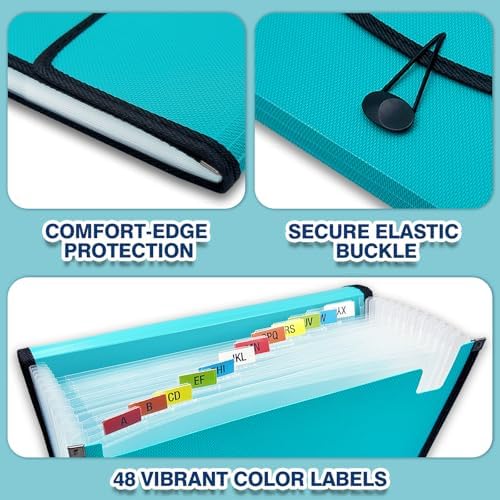 H4D 13-Pocket Accordion File Organizer, Expanding File Folder, Teal - Image 5