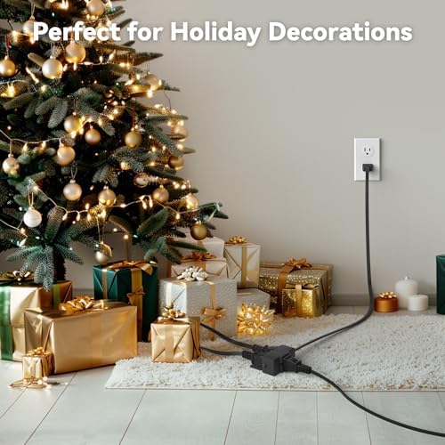 BN-LINK 6ft Indoor Extension Cord, 2 Pack, 3-Outlet Polarized Flat Cable, Household Power Cord for Home, Office, and Holiday Decorations, Black - Image 2