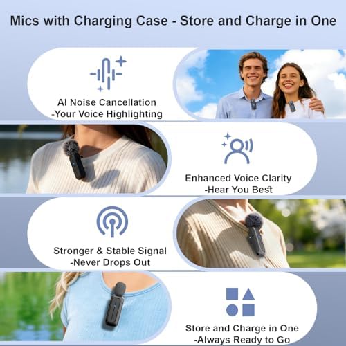 Wireless Mini Lavalier Microphone for iPhone, Android w/ Charging Case - Image 2