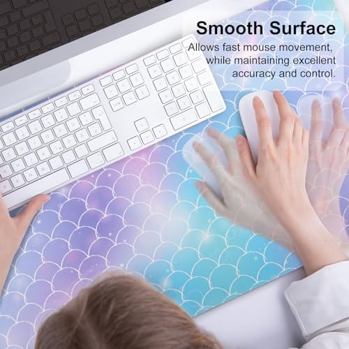 QiyI PU Leather Large Mouse Pad, 31.5" x 15.7", Gradient Fish Scales - Image 5