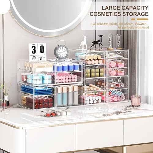 caktraie 4-Pack Acrylic 16-Drawer Storage & Makeup Organizer for Desk - Image 3