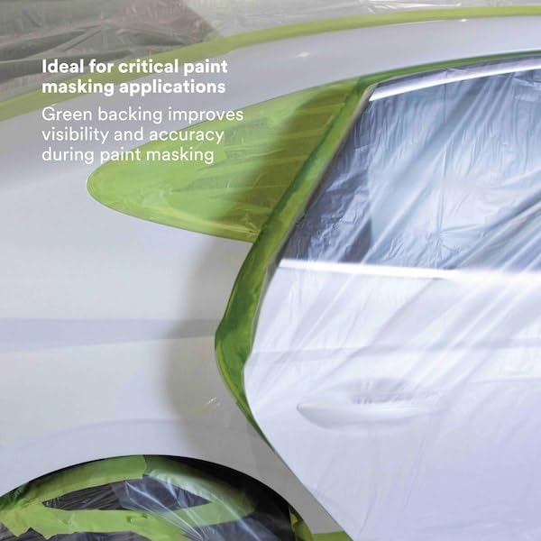3M 401+ 2" x 60yd High Performance Masking Tape - 2" x 60 Yards Roll, Crepe Paper, Green - Image 3