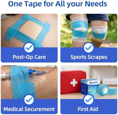 Niceful Silicone Tape, Hypoallergenic, Painless Removal, 1" x5.5Yd 2 Rolls - Image 6