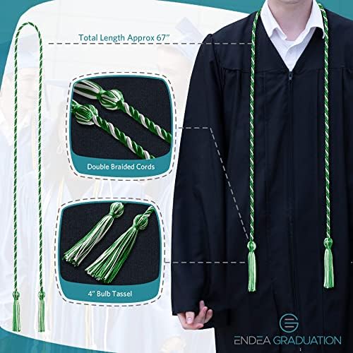Endea Graduation Single Honor Cord Two-Color (Green/White) - Image 3