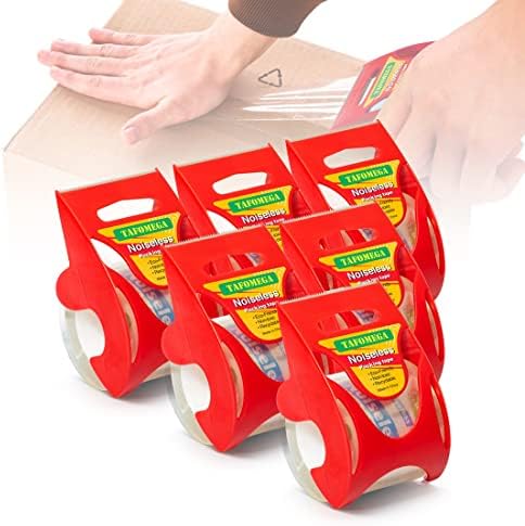Packing Tape with Dispenser, 6 Packs Noiseless Clear Packaging Tape by TAFOMEGA