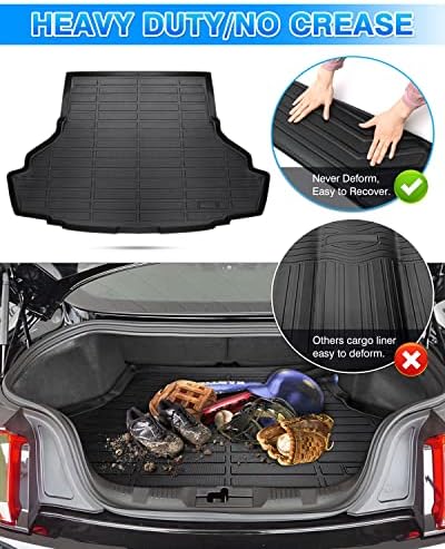 Cartist Cargo Liner Compatible with 2015-2025 Ford Mustang(Without Subwoofer in Cargo Area)(Not for Mach-E) All Weather Rear Trunk Mat Waterproof TPE Black - Image 5