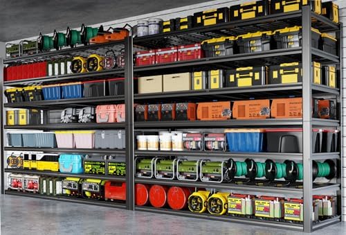 65" W Garage Shelving Heavy Duty, 7 Tier Garage Shelves, 65" W x 96" H x 24" D Adjustable Storage Shelving Unit, Commercial Metal Shelves for Warehouse, Basement,2 Pack by PMKES