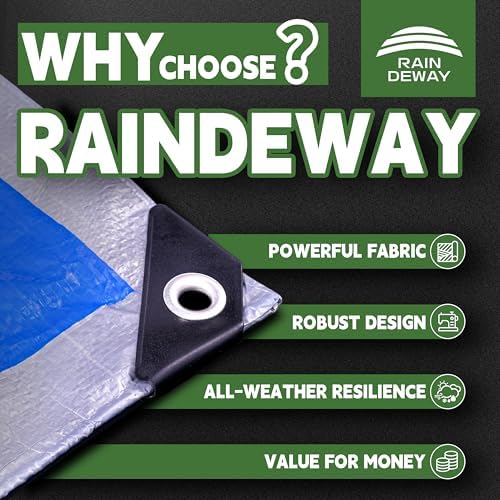 RAINDEWAY Tarps 20x40Ft 5.5 Mil Multipurpose Waterproof Poly Tarp Cover - Image 2