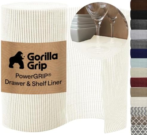 GORILLA GRIP powerGRIP Drawer Shelf and Cabinet Liner, 12"x10', Cream by GorillaGrip
