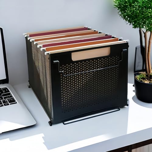 SETTFRFE Metal Hanging File Folder Organizer with Handle,Letter Size,Black - Image 5