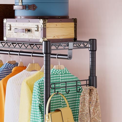 IZEUK Heavy Duty Rolling Garment Rack Wire Clothes Rack for Hanging Clothes (Black, 3 Tier with 2 Rod, 15.7" D x 45.3" W x 79.6" H) - Image 7