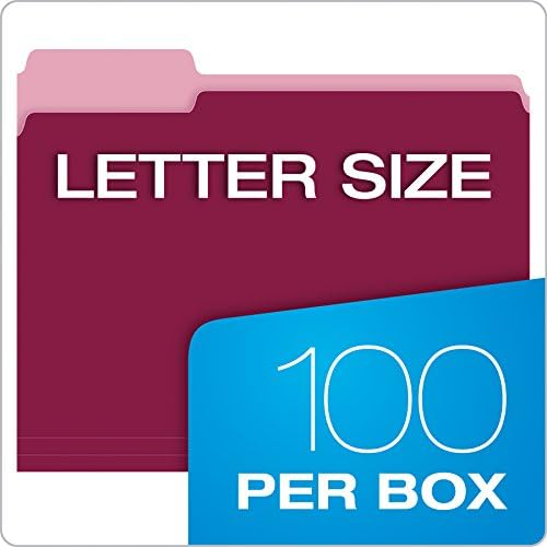 Pendaflex Two-Tone Color File Folders, Letter Size, 1/3 Cut, Burgundy, 100 Per Box (152 1/3 BUR)(Pack of 5) - Image 5