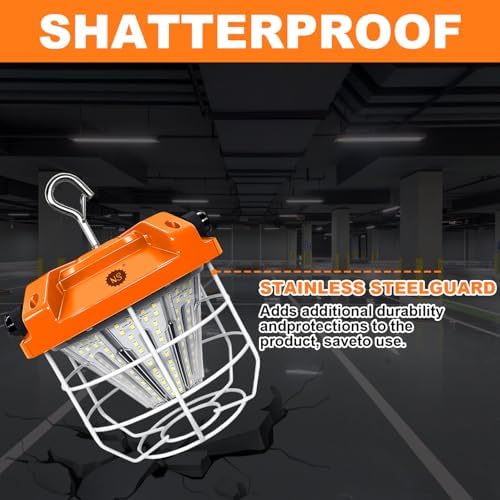 NS LED Temporary Work Light 100W 15000LM 5000K Daylight White, Portable Hanging Construction Light with Hook, Linkable High Bay Job Site Lighting, IP65 Waterproof for Indoor Outdoor Workshop Area - Image 4