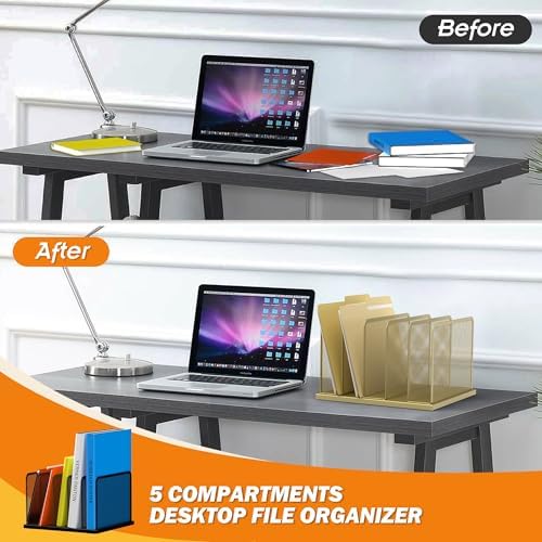 Kuntine.B 5-Section Upright Desk File Organizer Gold 1 Pack - Image 3