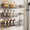Veken Shower Caddy 6-Pack, No Drilling & Rustproof, Waterproof Adhesive Shelves Rack with Soap Holder, Large Capacity Bathroom Organizers and Storage, Wall-Mounted Kitchen & Home Decor, Bright Silver by Veken