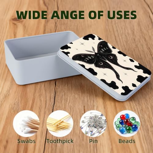 Midnight Moth Cow Metal Tin Box with Lid,Storage Container - Image 3