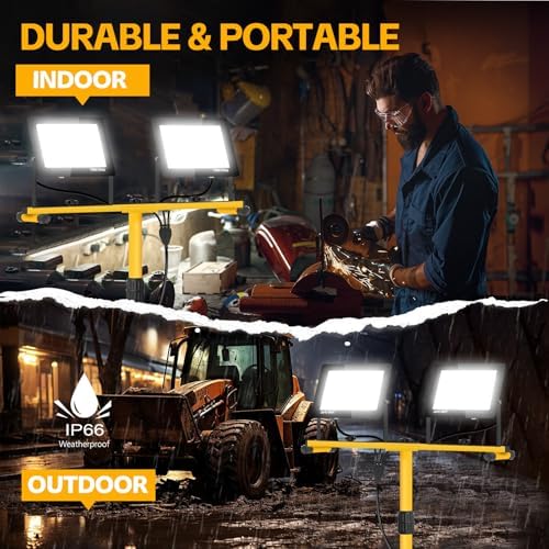 Work Lights with Stand, 14000 Lumen 2 Adjustable Heads LED Work Light - Image 2