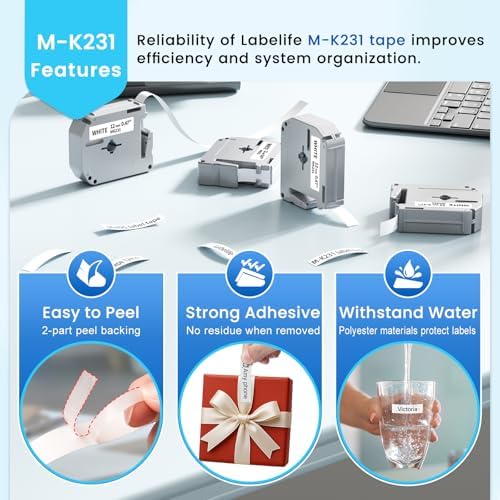 Labelife M-K231 Replace for M-K231s Brother M Tape 12mm 0.47 White P Touch - Image 4