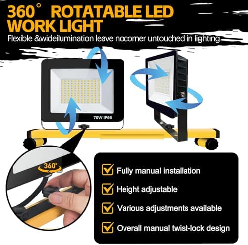 Work Lights with Stand, 14000 Lumen 2 Adjustable Heads LED Work Light - Image 5
