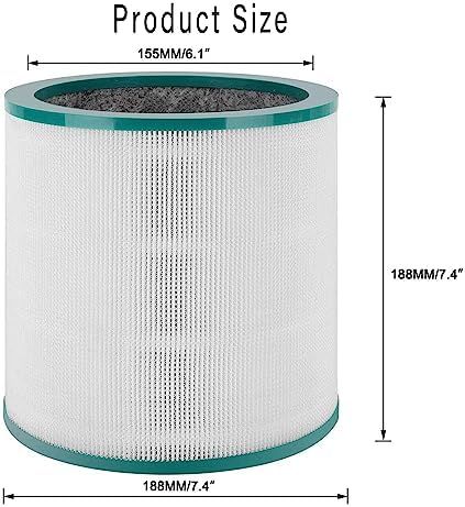 TP01 TP02 360° Glass Filter Replacement for Dyson Fan Air Purifier, 2 Pack - Image 6