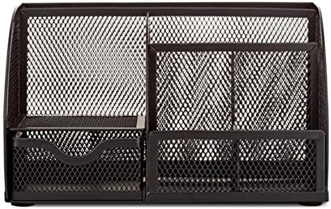 Annova Mesh Desk Organizer Office with 7 Compartments + Drawer/Desk Tidy Candy/Pen Holder/Multifunctional Organizer (Black) - Image 4