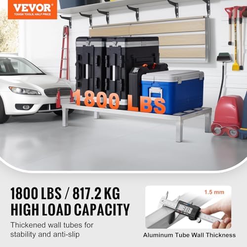 VEVOR Aluminum Dunnage Rack, 48” x 20” Commercial Food Floor Rack, 8” Off the Floor, 1800 lbs Capacity All-Welded Aluminum Storage Rack, for Storage in Restaurants, Kitchens, Garages and Vehicles - Image 2