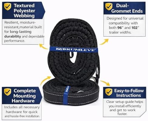 Brumleve® Heavy Duty Tarp Straps – Premium Polyester “Wind Straps” for Roll Tarp Systems – 2-Pack - Image 2