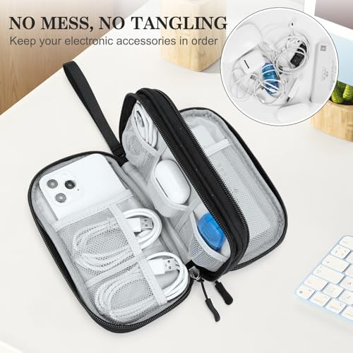 FYY Electronic Organizer, Travel Tech Pouch, Cable Organizer Black Quilted - Image 5