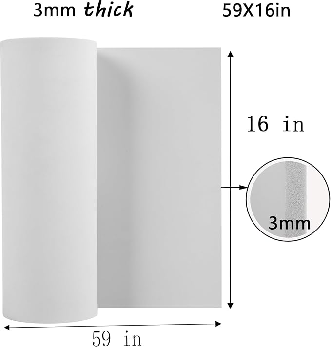 AMZQNART EVA Foam 3mm, Cosplay Foam 16x59 inch White, High Density 90 kg/m³ - Image 2