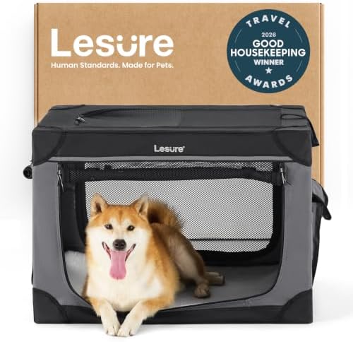Lesure Today Show Soft Collapsible Dog Crates for Medium Dogs, 30in Black by Lesure