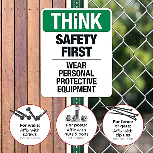 Think Safety First Wear Personal Protective Equipment Sign, - Image 4