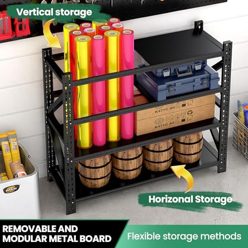4-Tier Heavy Duty Garage Shelving,Industrial Shelving for Home & Business,Garage Storage Racks Heavy Duty Steel Shelves,Ultra-Wide Metal Rack for Garage Walls,Workshop,Office,Basement - Image 5