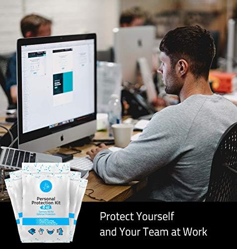 Personal Protection Kit TO GO, Mini 4 Item PPE Kit for Travel and School | Includes 1 Each of Face Covering, Gloves, Cleansing Wipes & Hand Cleansing Gel | 10 - Pack (Turquoise) - Image 3