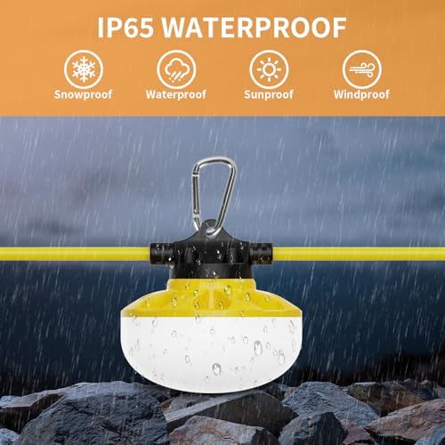 100 FT LED Construction String Lights, 90W 12600LM LED String Work Lights with 10 Bulbs & Hooks, IP65 Waterproof 6000K Industrial Grade Lighting for Renovation, Mine Cave, Job Site, Walkways - Image 4