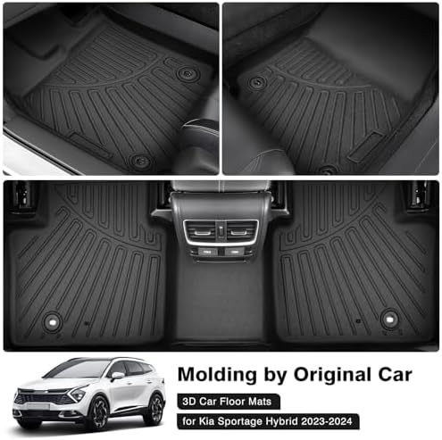 Powerty Floor Mats for 2023-2025 2026 Kia Sportage Hybrid All Weather 3D TPE Anti-Slip Car Liners for 1st & 2nd Row Accessories - Image 2