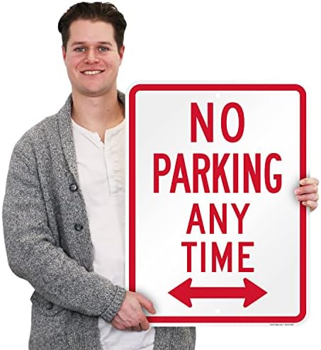SmartSign 24 x 18 inch “No Parking Any Time” Metal Sign with Bidirectional Arrow, 80 mil Laminated Rustproof Aluminum, Red and White, Made in USA - Image 2
