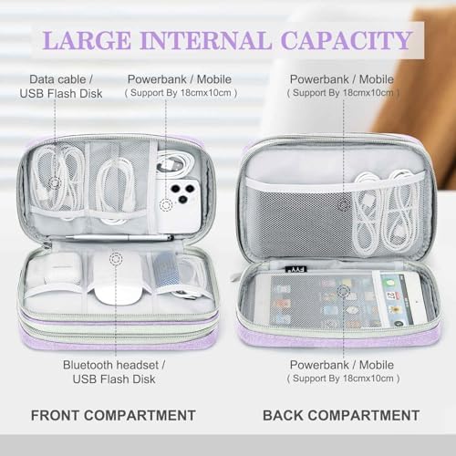 FYY Electronic Organizer, Travel Tech Pouch Bag, Large, Light Purple - Image 3