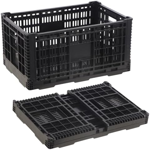 72L Collapsible Milk Crate with Handles, by Shineyaplus