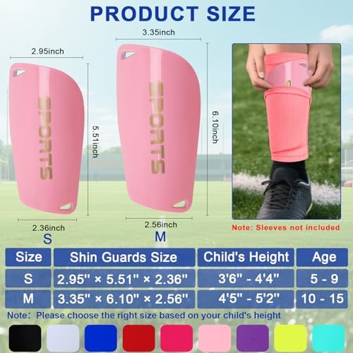 Kids Soccer Shin Guards 2 Pairs Slip-in Youth Shin Pads for Boys Girls, Lightweight PP+EVA Soccer Protective Gear Fits with Shin Guard Sleeves(not Included), Toddler to Teen Sizes Multiple Colors - Image 2