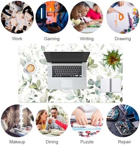 QIYI PU Leather Large Mouse Pad, Waterproof Desk Mat, 23.6" x 13.8", Leaves - Image 5