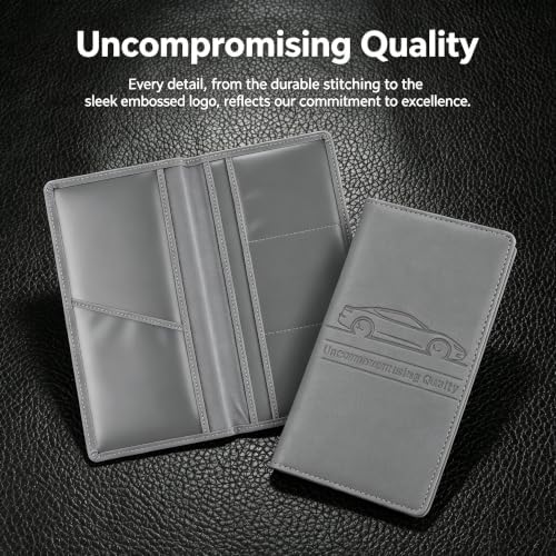 Car Registration and Insurance Holder, Vehicle Document Organizer with Secure Magnetic Closure, Automotive Glove Box Organizer for License, Cards & Essential Paperwork (Gray, 1PCS) - Image 3