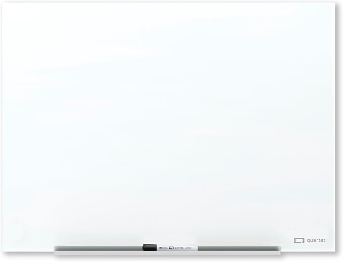 Quartet Magnetic Glass Dry Erase White Board, InvisaMount Frameless by Quartet