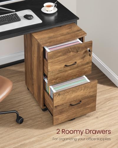VASAGLE 2-Drawer File Cabinet, Small Rolling, Locking, Printer Stand - Image 4