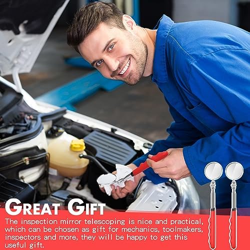 Copkim 2 Pcs Telescoping Inspection Mirror Mechanics Mirror,50mm,Red - Image 6