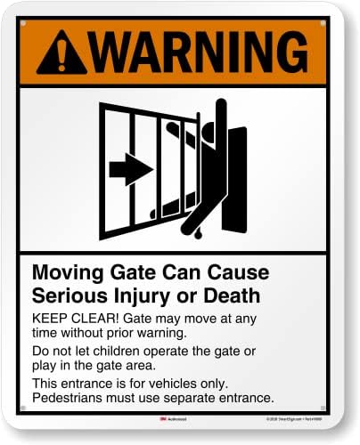 SmartSign 30 x 24 inch “Warning - Moving Gate Can Cause Injury Or Death” Sign, 80 mil Aluminum, 3M Laminated EG Reflective Material, Black, White and Orange, Made in USA by SmartSign