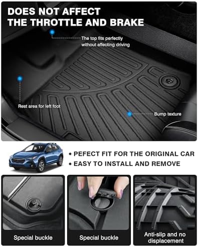Powerty Floor Mats for 2024 2025 2026 Subaru Crosstrek & Impreza All Weather 3D TPE Anti-Slip Car Liners for 1st & 2nd Row Accessories - Image 4